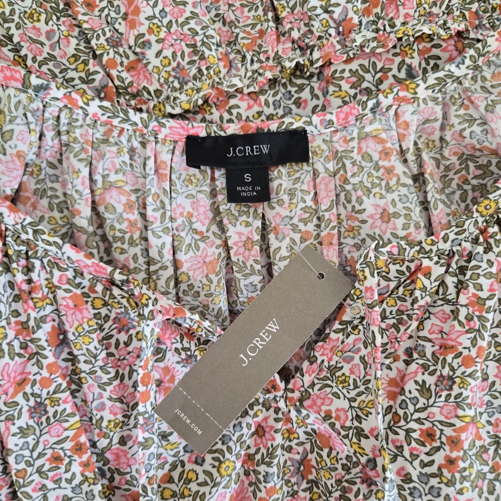 NEW J. Crew Floral Cinched Waist Puff Sleeve Dress - Picture 11 of 14